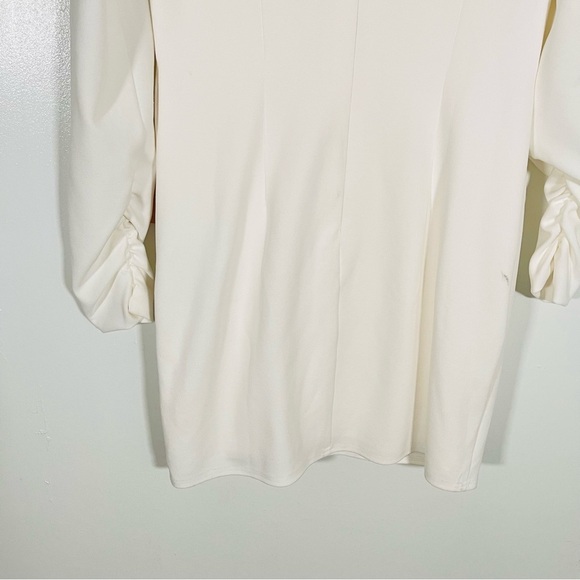 NEW Tadashi Shoji Sabine Plunge V-Neck Twist-Front Long-Sleeve Mini Dress White - Picture 11 of 12